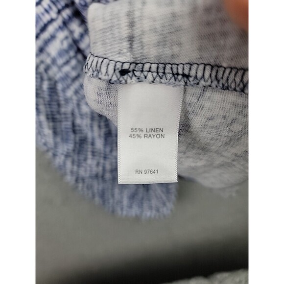 J Jill Pure Jill Tunic Tee Top Womens M Blue White Linen Blend Asymmetric Hem - Picture 6 of 16